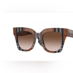 Burberry “Kitty” 4364 Checker plaid  sunglasses, Brown Plaid, 49-21-145